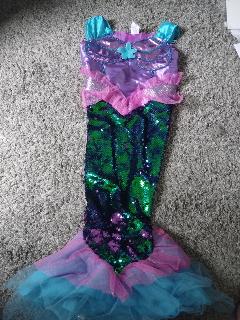 Girls Sequin Mermaid Halloween Costume - Purple, Teal & Pink Small 4-6